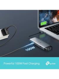 TP-LINK UH6120C TYPE-C 6 Port Portatif Hub 1×USB-C, 1×HDMI 4K, 1×USB-C PD 100W, 1×RJ45, 2×USB-A 3.0, 1×USB-C 3.0